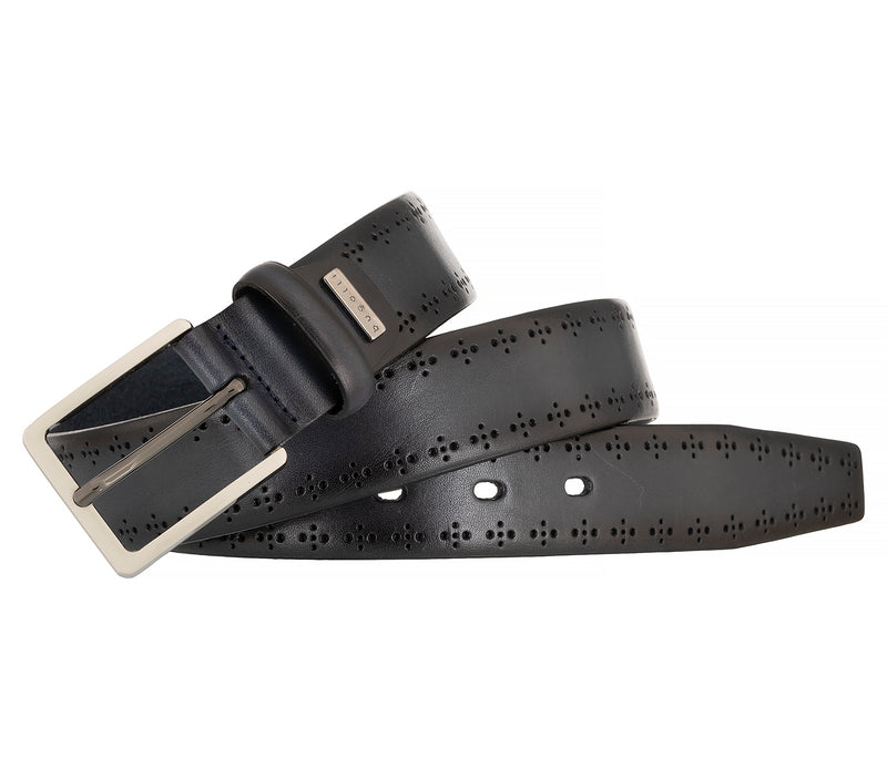 bugatti − Gürtel - Herrengürtel - Vollrindleder - Blau