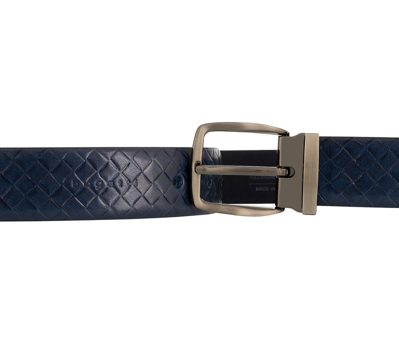 bugatti − Gürtel - Herrengürtel - Vollrindleder - Blau