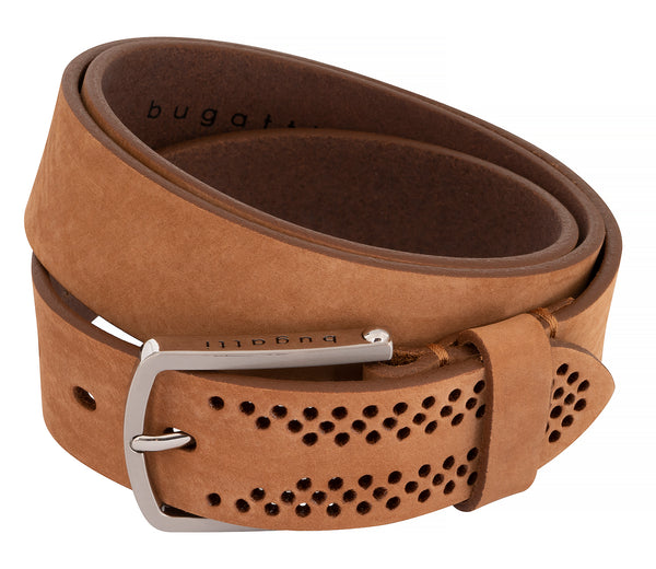bugatti − Gürtel - Herrengürtel - Vollrindleder - Cognac