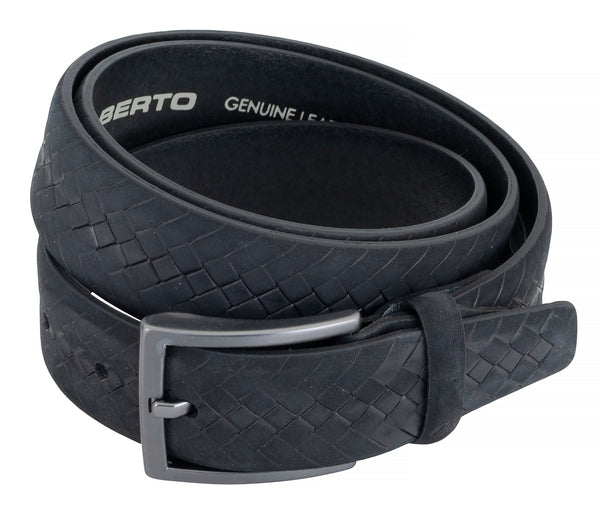 ALBERTO − Gürtel - Herrengürtel - Veloursleder - Schwarz