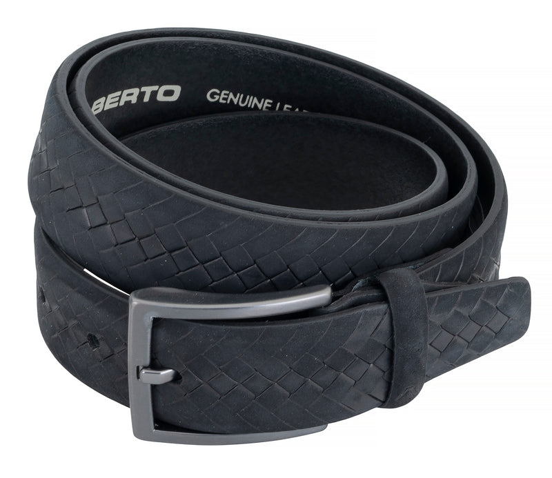 ALBERTO − Gürtel - Herrengürtel - Veloursleder - Schwarz